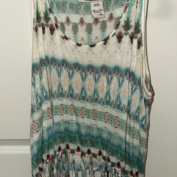 American Rag Blue and White Tank Top with Tie-Dye Pattern - Picture 1 of 1